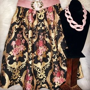 Embroidered Winter A Line Midi Full Bloom Skirt